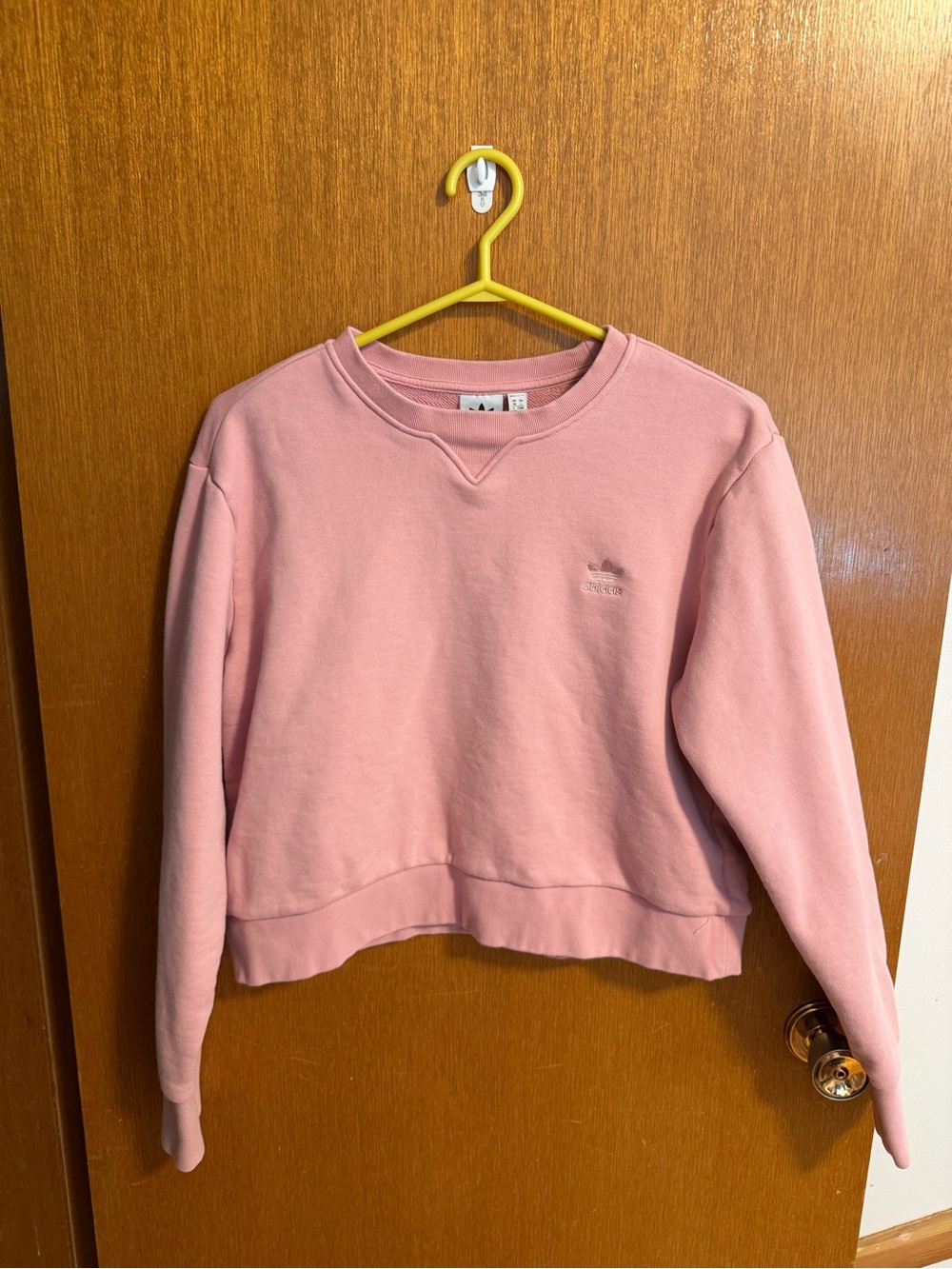 adidas Light Pink Cropped Sweatshirt with Trefoil Logo